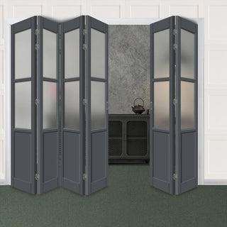 Image: Six Folding Door & Frame Kit - Eco-Urban® Berkley 2 Pane 1 Panel DD6206F 4+2 - Frosted Glass - Colour & Size Options