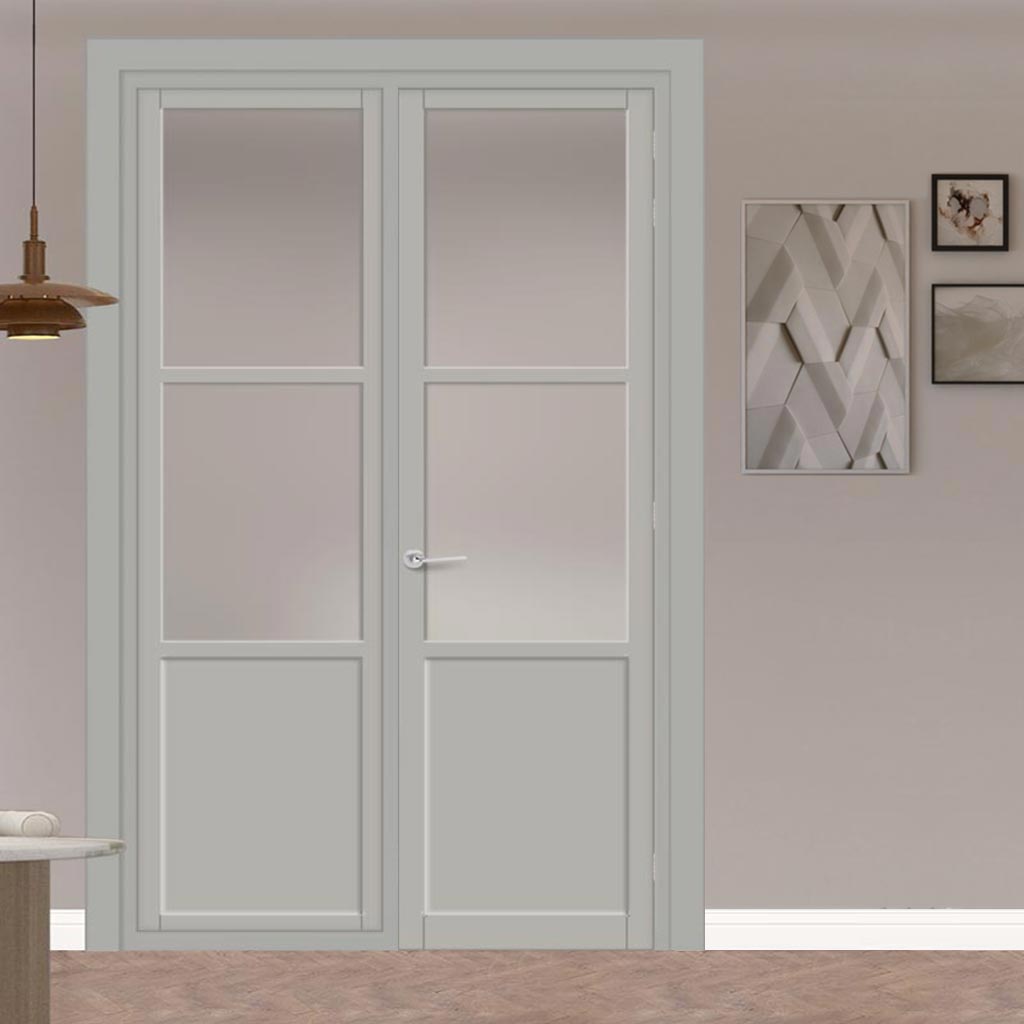 Urban Ultimate® Room Divider Berkley 2 Pane 1 Panel Door DD6309F - Frosted Glass with Matching Side - Colour & Size Options
