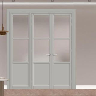 Image: Urban Ultimate® Room Divider Berkley 2 Pane 1 Panel Door Pair DD6309F - Frosted Glass with Full Glass Side - Colour & Size Options