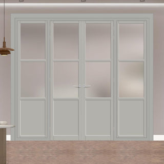 Image: Urban Ultimate® Room Divider Berkley 2 Pane 1 Panel Door Pair DD6309F - Frosted Glass with Matching Sides - Colour & Size Options