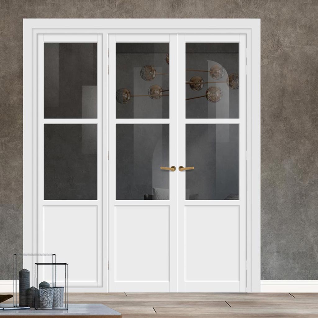 Urban Ultimate® Room Divider Berkley 2 Pane 1 Panel Door Pair DD6309T - Tinted Glass with Matching Side - Colour & Size Options