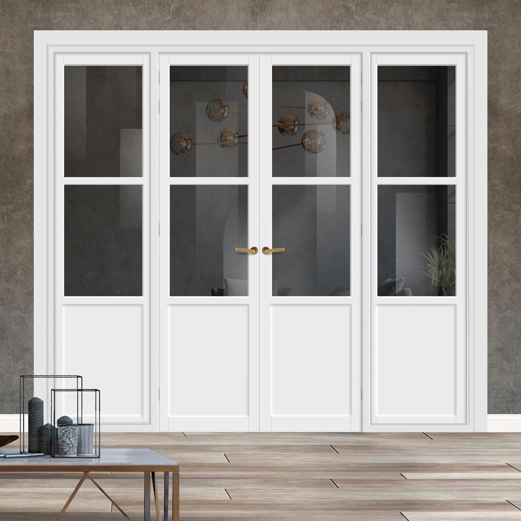Urban Ultimate® Room Divider Berkley 2 Pane 1 Panel Door Pair DD6309T - Tinted Glass with Matching Sides - Colour & Size Options