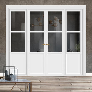 Image: Urban Ultimate® Room Divider Berkley 2 Pane 1 Panel Door Pair DD6309T - Tinted Glass with Matching Sides - Colour & Size Options