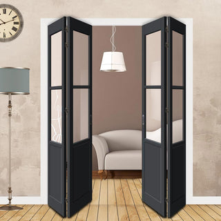 Image: Four Folding Door & Frame Kit - Eco-Urban® Berkley 2 Pane 1 Panel DD6206C 2+2 - Clear Glass - Colour & Size Options