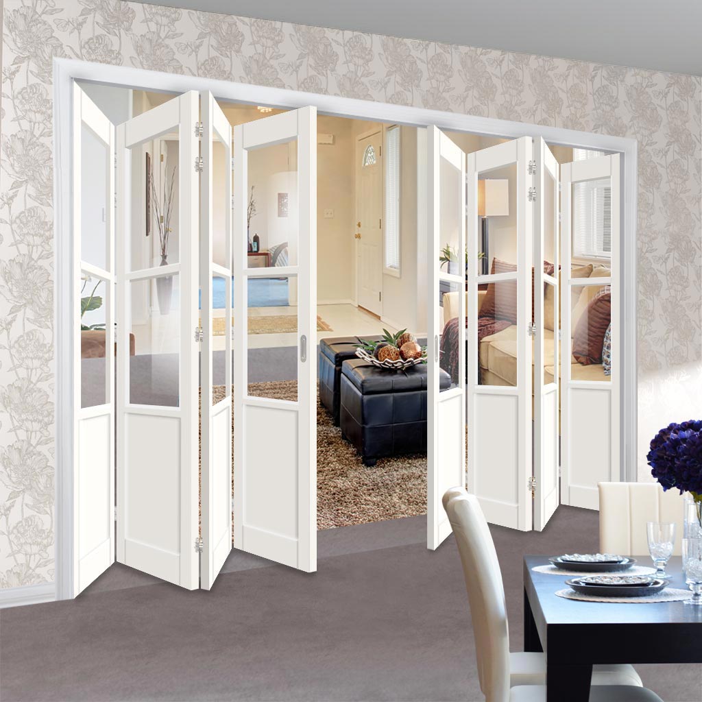 Eight Folding Door & Frame Kit - Eco-Urban® Berkley 2 Pane 1 Panel DD6206C 4+4 - Clear Glass - Colour & Size Options