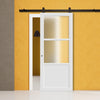 Bespoke Top Mounted Sliding Track & Solid Wood Door - Eco-Urban® Berkley 2 Pane 1 Panel Door DD6309SG - Frosted Glass - Premium Primed Colour Options