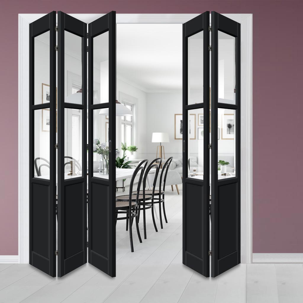 Five Folding Door & Frame Kit - Eco-Urban® Berkley 2 Pane 1 Panel DD6206C 3+2 - Clear Glass - Colour & Size Options