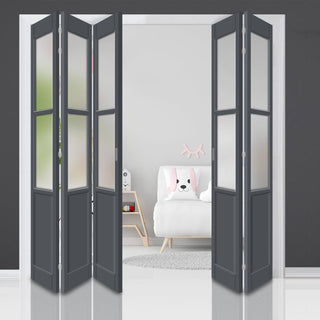 Image: Five Folding Door & Frame Kit - Eco-Urban® Berkley 2 Pane 1 Panel DD6206F 3+2 - Frosted Glass - Colour & Size Options