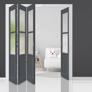 Image: Four Folding Door & Frame Kit - Eco-Urban® Berkley 2 Pane 1 Panel DD6206F 3+1 - Frosted Glass - Colour & Size Options