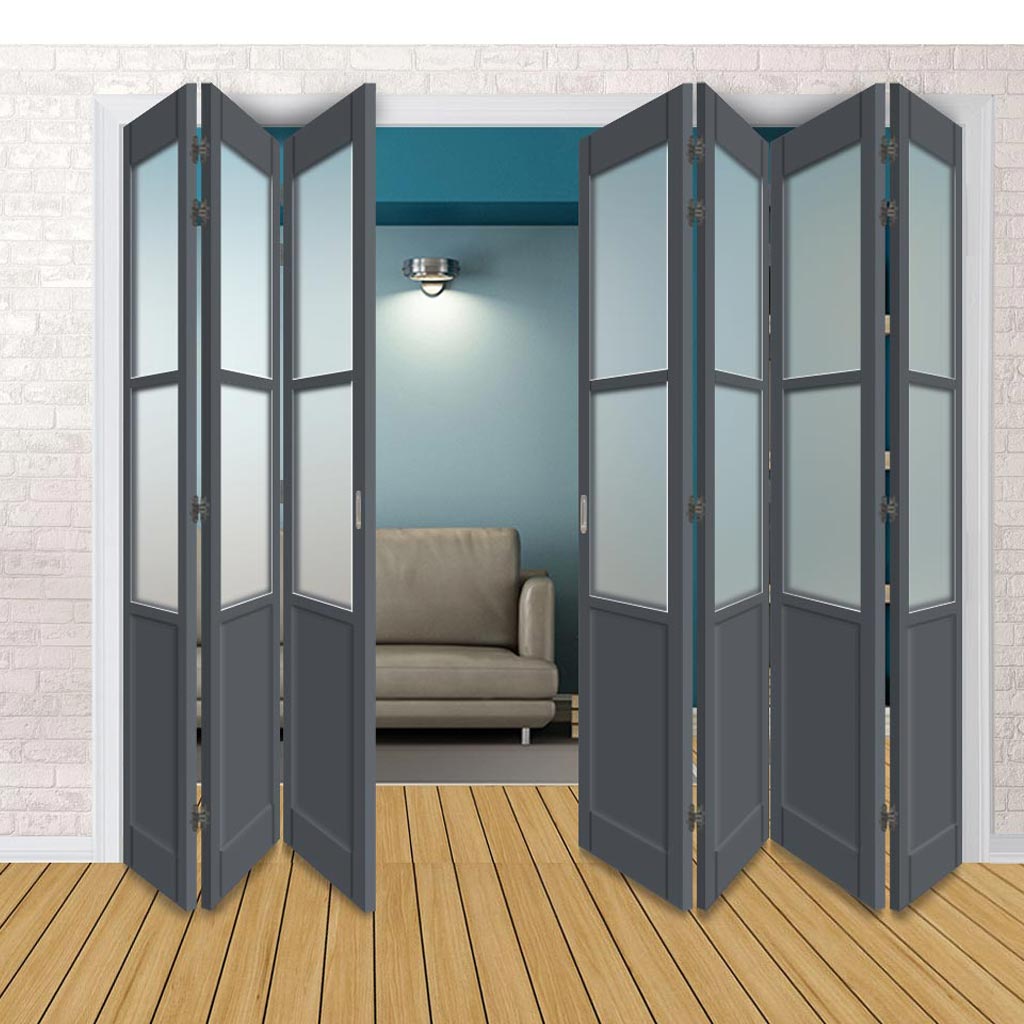 Seven Folding Door & Frame Kit - Eco-Urban® Berkley 2 Pane 1 Panel DD6206F 4+3 - Frosted Glass - Colour & Size Options