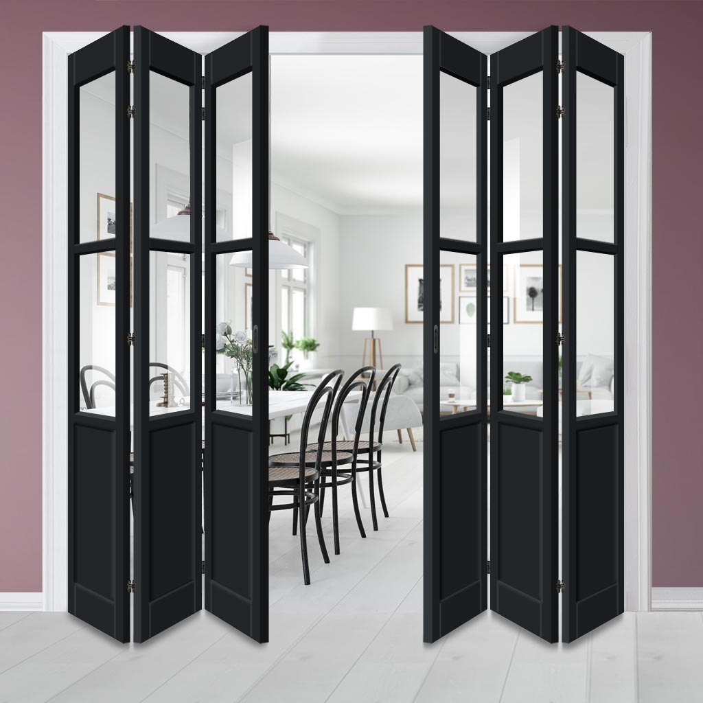 Six Folding Door & Frame Kit - Eco-Urban® Berkley 2 Pane 1 Panel DD6206C 3+3 - Clear Glass - Colour & Size Options