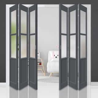 Image: Six Folding Door & Frame Kit - Eco-Urban® Berkley 2 Pane 1 Panel DD6206F 3+3 - Frosted Glass - Colour & Size Options