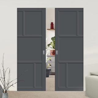Image: Bespoke Handmade Eco-Urban® Arran 5 Panel Double Absolute Evokit Pocket Door DD6432 - Colour Options