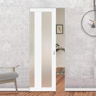 Image: Bespoke Handmade Eco-Urban® Avenue 2 Pane 1 Panel Single Absolute Evokit Pocket Door DD6410SG Frosted Glass - Colour Options