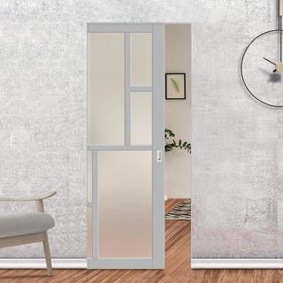 Image: Bespoke Handmade Eco-Urban® Cairo 6 Pane Single Absolute Evokit Pocket Door DD6419SG Frosted Glass - Colour Options