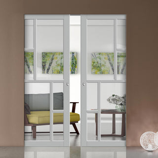 Image: Bespoke Handmade Eco-Urban® Cairo 6 Pane Double Absolute Evokit Pocket Door DD6419G Clear Glass - Colour Options