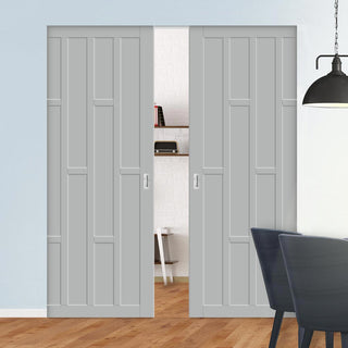 Image: Bespoke Handmade Eco-Urban® Caledonia 10 Panel Double Absolute Evokit Pocket Door DD6433 - Colour Options