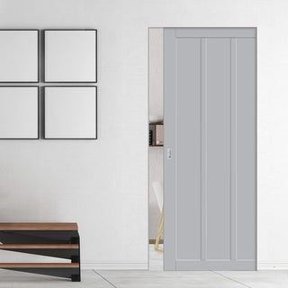 Image: Bespoke Handmade Eco-Urban® Cornwall 3 Panel Single Absolute Evokit Pocket Door DD6404 - Colour Options
