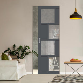 Image: Bespoke Handmade Eco-Urban® Cusco 4 Pane 4 Panel Single Absolute Evokit Pocket Door DD6416G Clear Glass - Colour Options