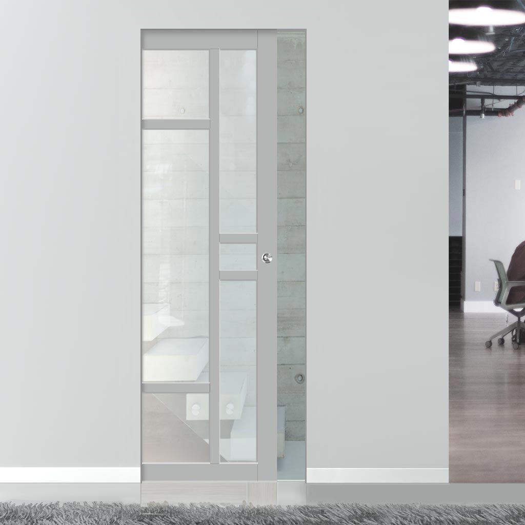 Bespoke Handmade Eco-Urban Isla 6 Pane Single Absolute Evokit Pocket Door DD6429G Clear Glass - Colour Options
