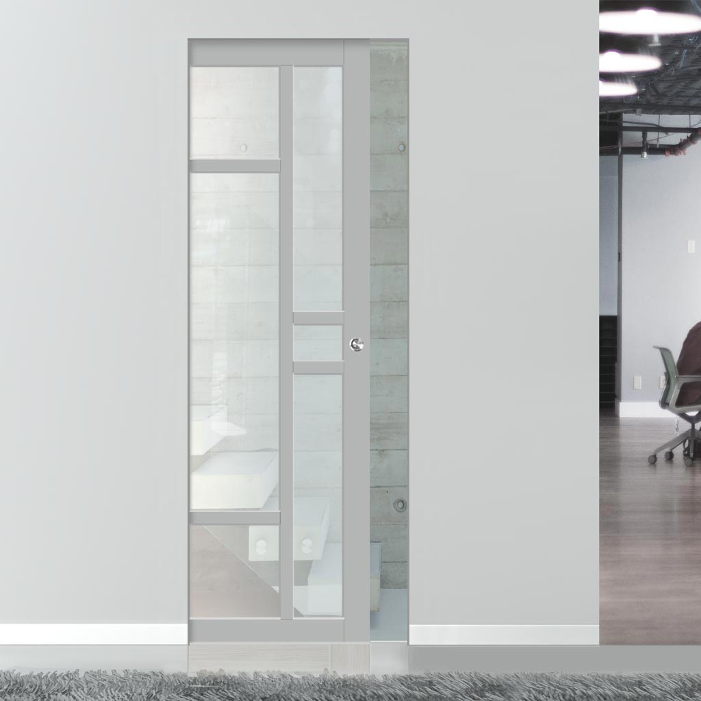 Bespoke Handmade Eco-Urban® Isla 6 Pane Single Absolute Evokit Pocket Door DD6429G Clear Glass - Colour Options