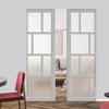 Bespoke Handmade Eco-Urban® Kochi 8 Pane Double Absolute Evokit Pocket Door DD6415SG Frosted Glass - Colour Options