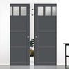 Bespoke Handmade Eco-Urban® Lagos 3 Pane 3 Panel Double Absolute Evokit Pocket Door DD6427SG Frosted Glass - Colour Options