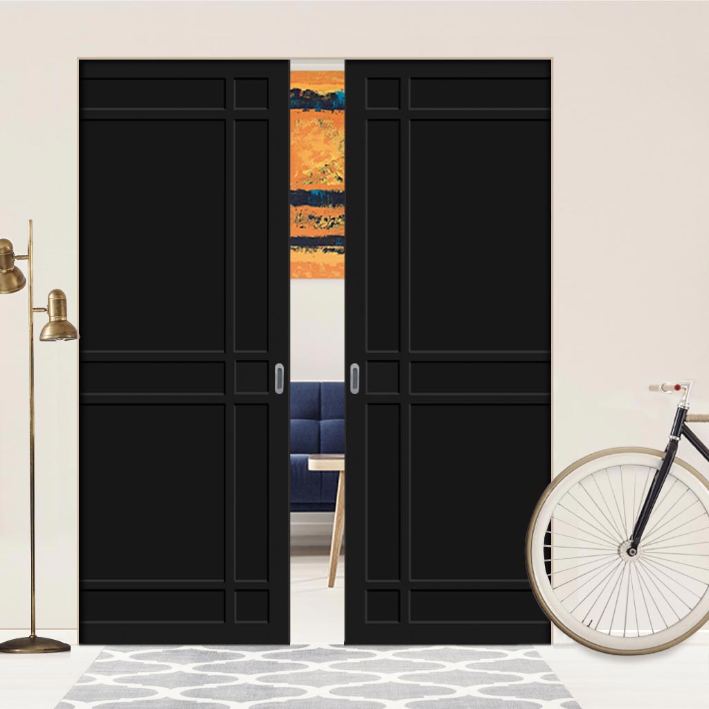 Bespoke Handmade Eco-Urban® Leith 9 Panel Double Absolute Evokit Pocket Door DD6316 - Colour Options