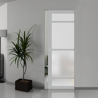 Image: Bespoke Handmade Eco-Urban® Malvan 4 Pane Single Absolute Evokit Pocket Door DD6414SG Frosted Glass - Colour Options