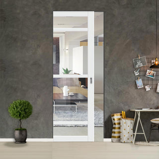 Image: Bespoke Handmade Eco-Urban® Malvan 4 Pane Single Absolute Evokit Pocket Door DD6414G Clear Glass - Colour Options