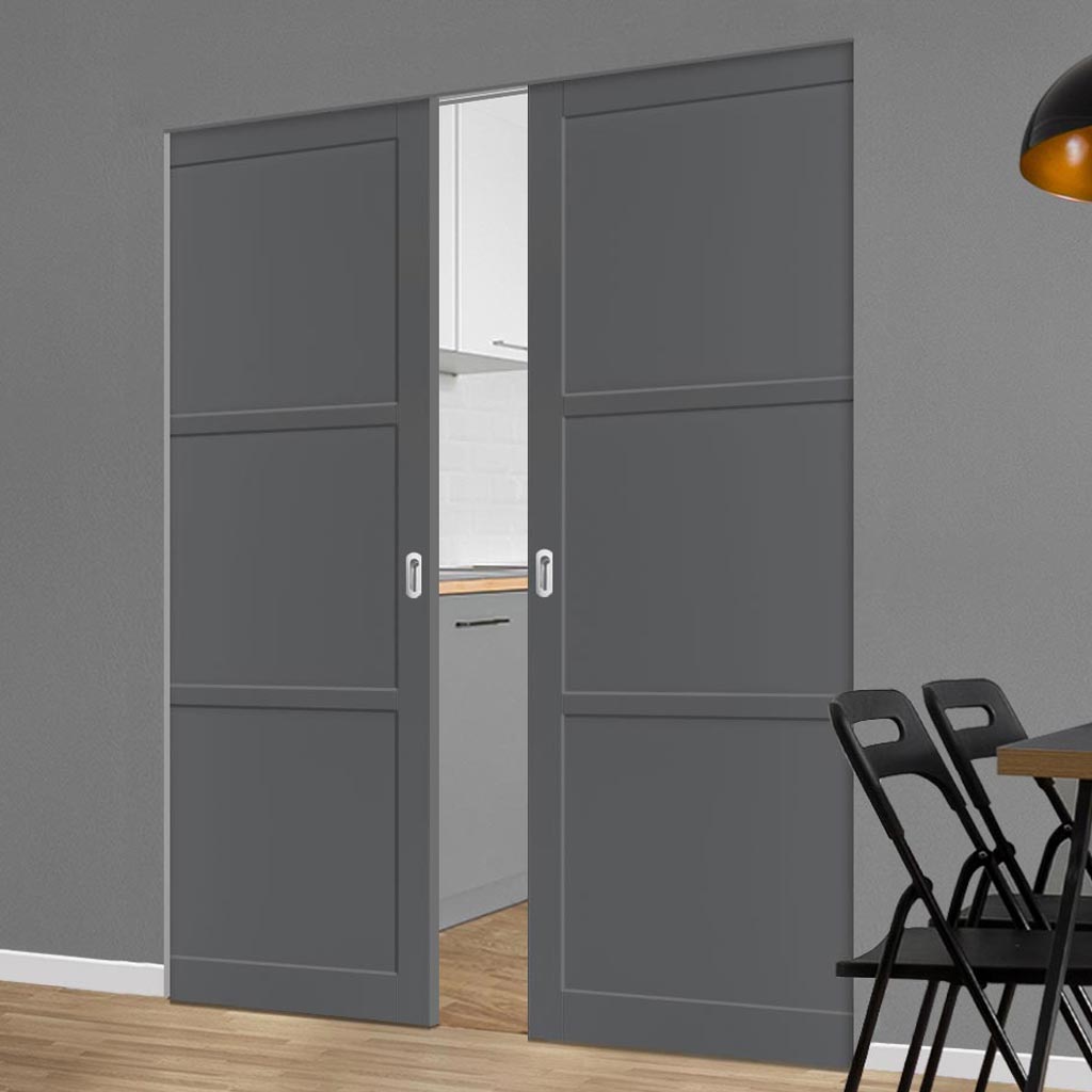 Bespoke Handmade Eco-Urban® Manchester 3 Panel Double Absolute Evokit Pocket Door DD6305 - Colour Options