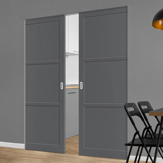 Image: Bespoke Handmade Eco-Urban® Manchester 3 Panel Double Absolute Evokit Pocket Door DD6305 - Colour Options