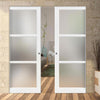 Bespoke Handmade Eco-Urban® Manchester 3 Pane Double Absolute Evokit Pocket Door DD6306SG - Frosted Glass - Colour Options