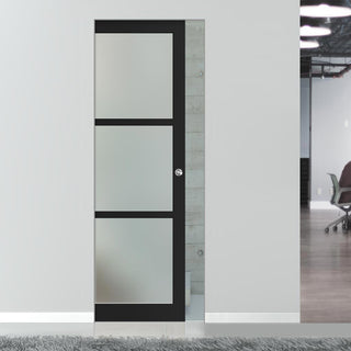 Image: Bespoke Handmade Eco-Urban® Manchester 3 Pane Single Absolute Evokit Pocket Door DD6306SG - Frosted Glass - Colour Options