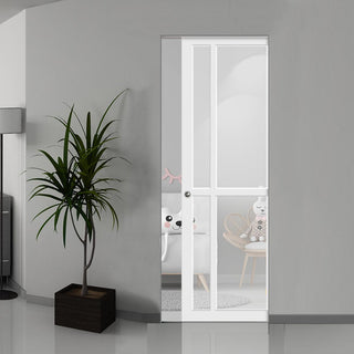 Image: Bespoke Handmade Eco-Urban® Marfa 4 Pane Single Absolute Evokit Pocket Door DD6313G - Clear Glass - Colour Options