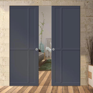 Image: Bespoke Handmade Eco-Urban® Marfa 4 Panel Double Absolute Evokit Pocket Door DD6313 - Colour Options
