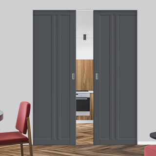 Image: Bespoke Handmade Eco-Urban® Melville 3 Panel Double Absolute Evokit Pocket Door DD6409 - Colour Options