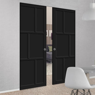 Image: Bespoke Handmade Eco-Urban® Milan 6 Panel Double Absolute Evokit Pocket Door DD6422 - Colour Options
