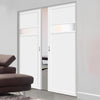 Bespoke Handmade Eco-Urban® Orkney 1 Pane 2 Panel Double Absolute Evokit Pocket Door DD6403SG Frosted Glass - Colour Options