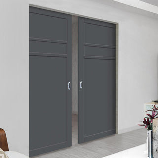 Image: Bespoke Handmade Eco-Urban® Orkney 3 Panel Double Absolute Evokit Pocket Door DD6403 - Colour Options