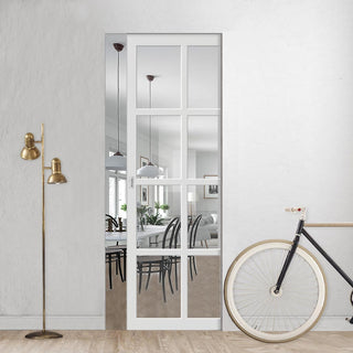 Image: Bespoke Handmade Eco-Urban® Perth 8 Pane Single Absolute Evokit Pocket Door DD6318G - Clear Glass - Colour Options