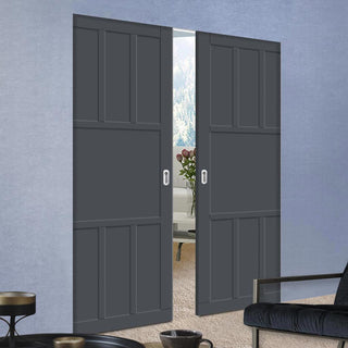 Image: Bespoke Handmade Eco-Urban® Queensland 7 Panel Double Absolute Evokit Pocket Door DD6424 - Colour Options