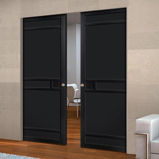 Image: Bespoke Handmade Eco-Urban® Sheffield 5 Panel Double Absolute Evokit Pocket Door DD6312 - Colour Options