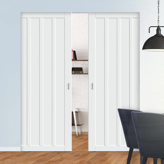 Image: Bespoke Handmade Eco-Urban® Sintra 4 Panel Double Absolute Evokit Pocket Door DD6428 - Colour Options