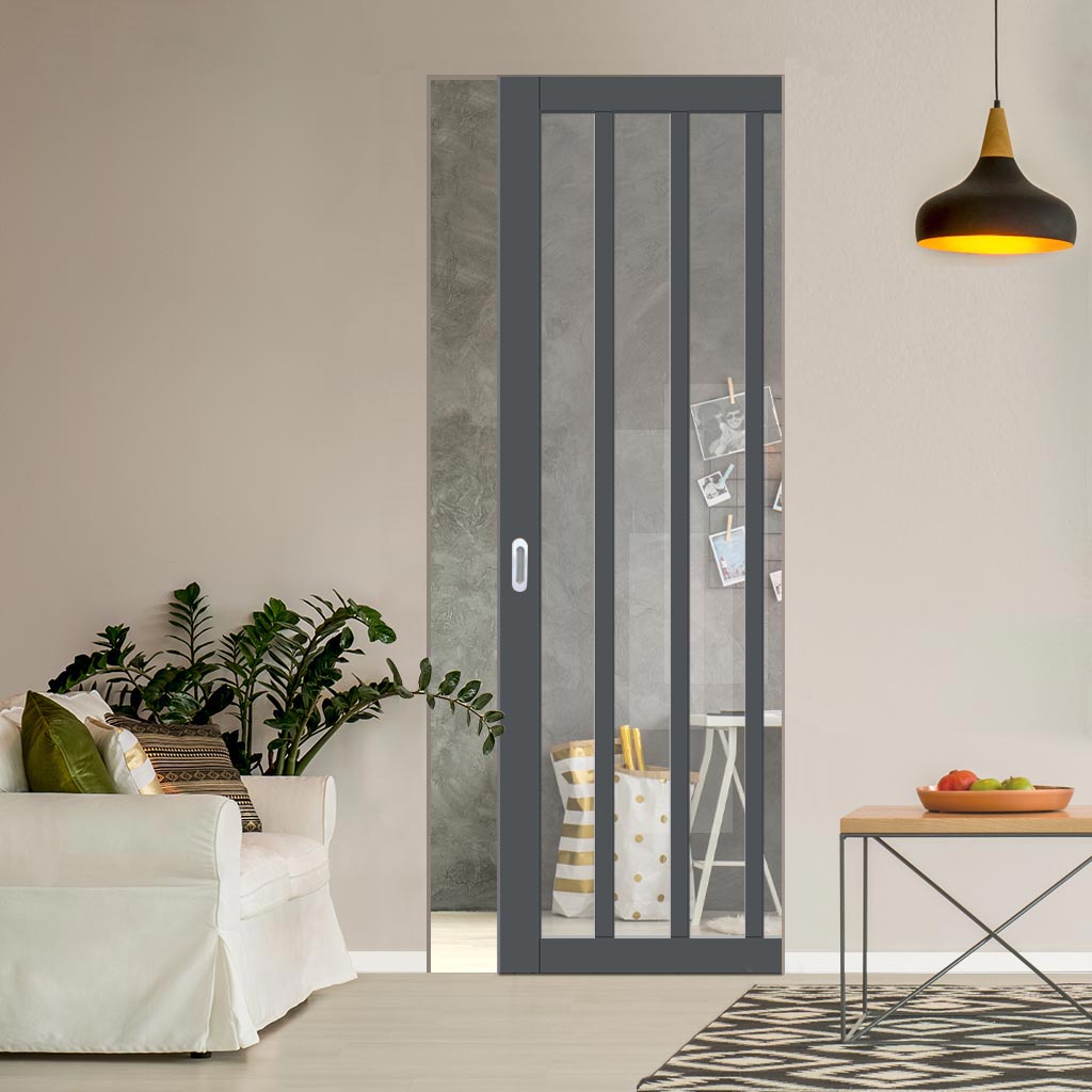 Bespoke Handmade Eco-Urban Sintra 4 Pane Single Absolute Evokit Pocket Door DD6428G Clear Glass - Colour Options
