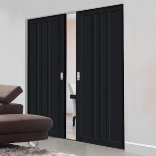 Image: Bespoke Handmade Eco-Urban® Skye 4 Panel Double Absolute Evokit Pocket Door DD6435 - Colour Options