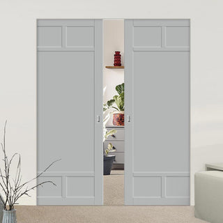 Image: Bespoke Handmade Eco-Urban® Sydney 5 Panel Double Absolute Evokit Pocket Door DD6417 - Colour Options