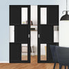 Bespoke Handmade Eco-Urban® Tokyo 3 Pane 3 Panel Double Absolute Evokit Pocket Door DD6423G Clear Glass - Colour Options