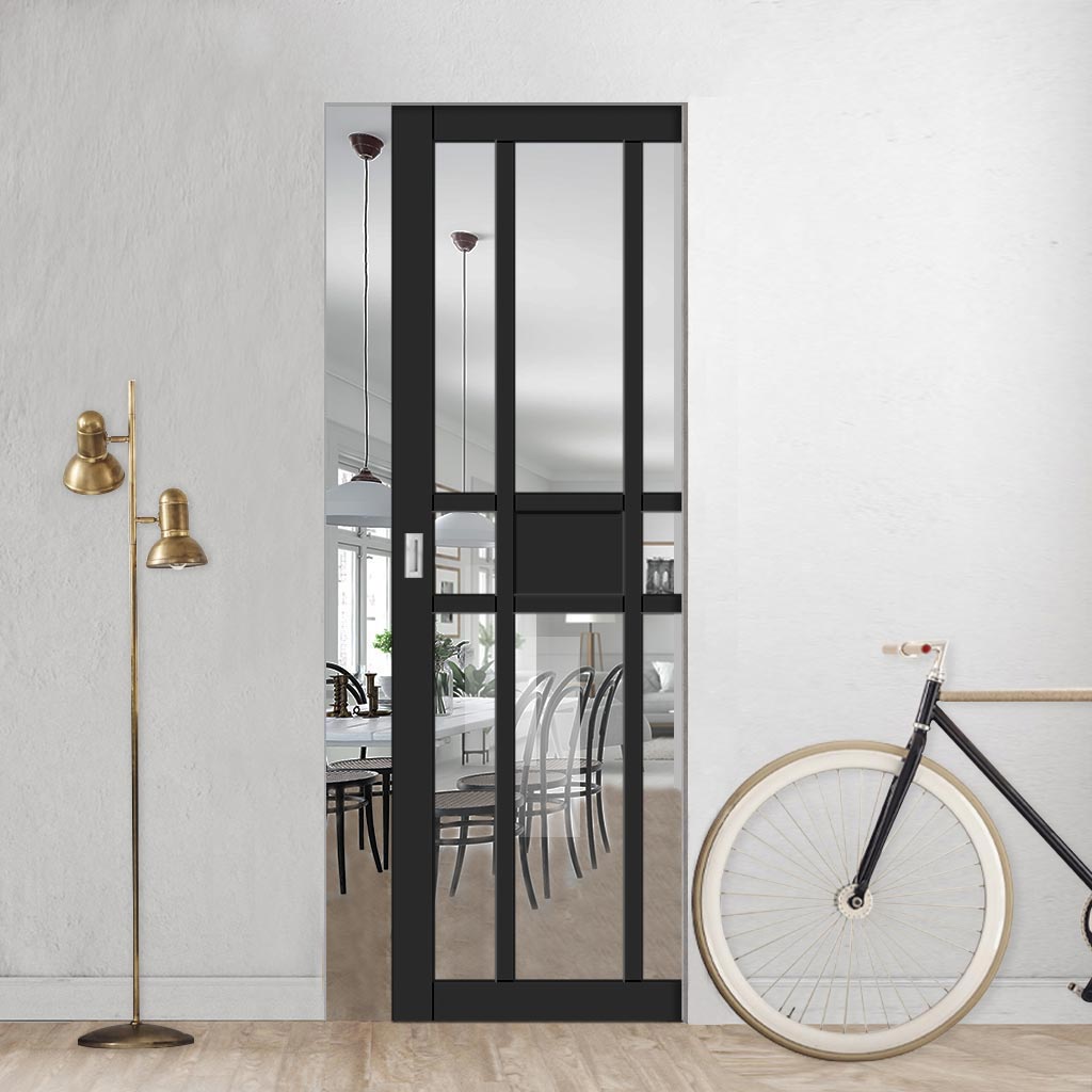 Bespoke Handmade Eco-Urban Tromso 8 Pane 1 Panel Single Absolute Evokit Pocket Door DD6402G Clear Glass - Colour Options