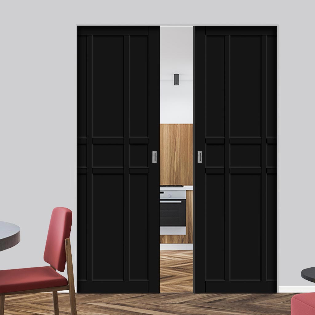 Bespoke Handmade Eco-Urban® Tromso 9 Panel Double Absolute Evokit Pocket Door DD6402 - Colour Options